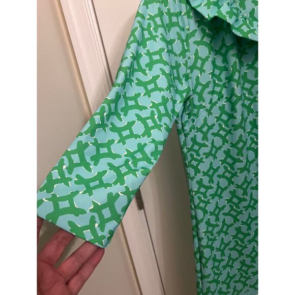 Jean-Pierre Klifa Blue Green Swing Dress XL Vacation Resort Beachy Boho Chic - Picture 6 of 9